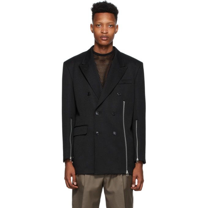 Johnlawrencesullivan Black Zip Double-breasted Blazer