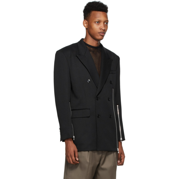 JOHNLAWRENCESULLIVAN JOHNLAWRENCESULLIVAN BLACK ZIP DOUBLE-BREASTED BLAZER