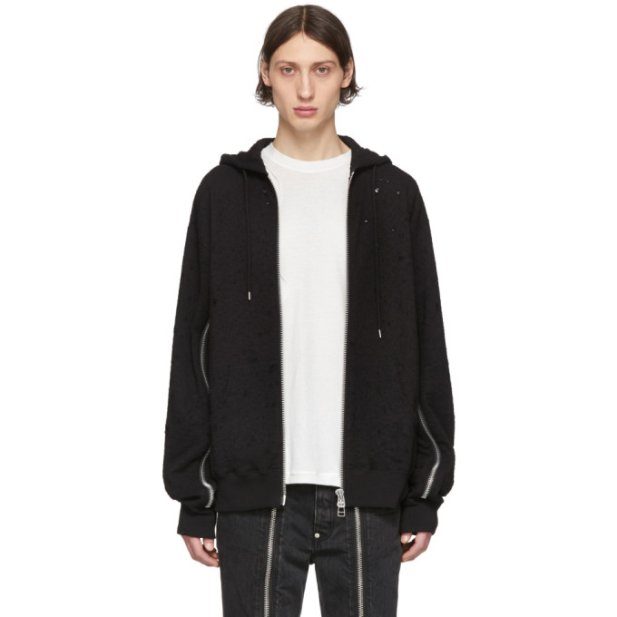 JOHNLAWRENCESULLIVAN JOHNLAWRENCESULLIVAN BLACK DAMAGED HOODIE