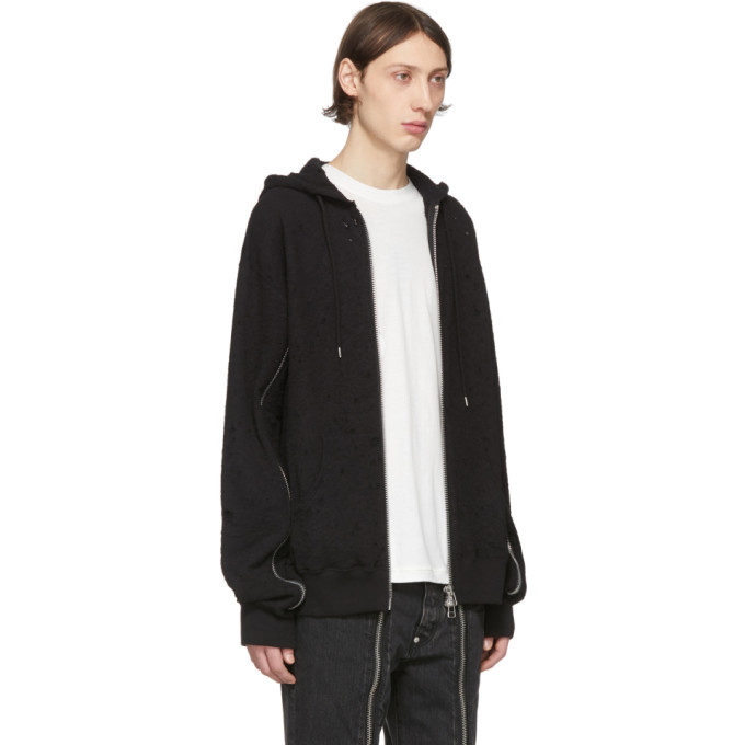JOHNLAWRENCESULLIVAN JOHNLAWRENCESULLIVAN BLACK DAMAGED HOODIE