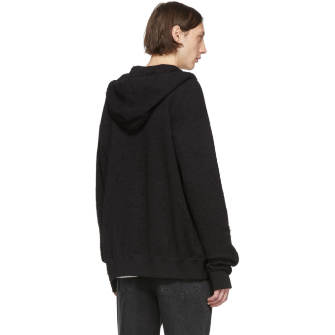 JOHNLAWRENCESULLIVAN JOHNLAWRENCESULLIVAN BLACK DAMAGED HOODIE