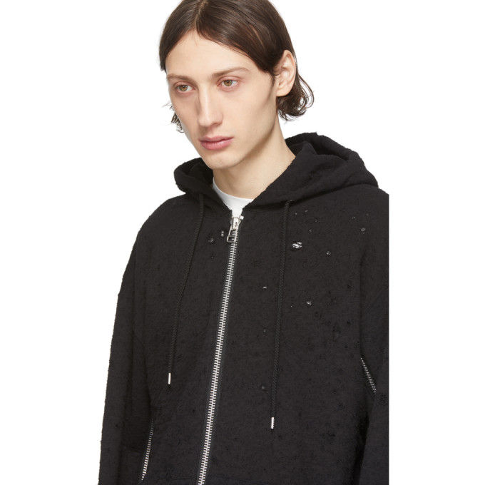JOHNLAWRENCESULLIVAN JOHNLAWRENCESULLIVAN BLACK DAMAGED HOODIE
