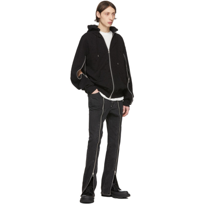 JOHNLAWRENCESULLIVAN JOHNLAWRENCESULLIVAN BLACK DAMAGED HOODIE