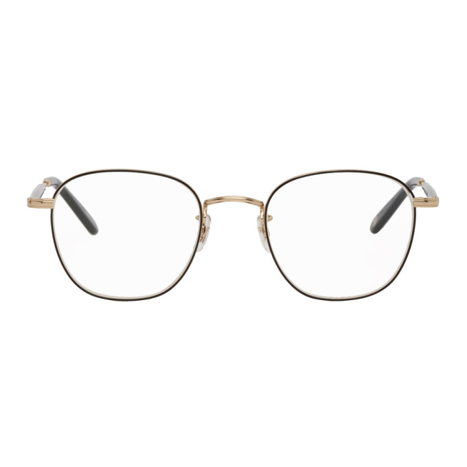 Garrett Leight Gold And Black Grant Glasses In Gldblk