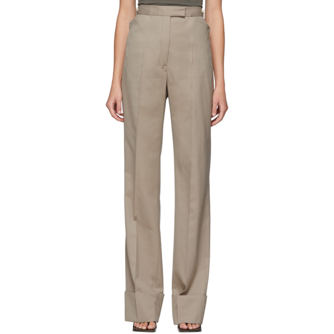 LEMAIRE LEMAIRE BEIGE WOOL STRAIGHT TROUSERS