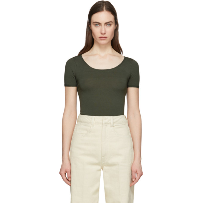 LEMAIRE LEMAIRE GREEN SECOND SKIN SHORT SLEEVE PULLOVER