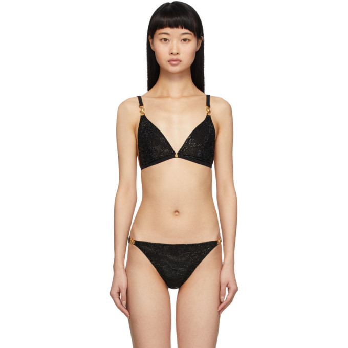 Versace Underwear Black Crystal Bralette In A1008 Black