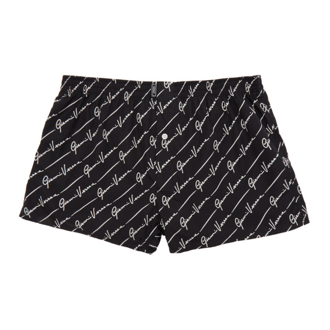 Versace Underwear Black Signature Print Boxers In A7008 Blkwh