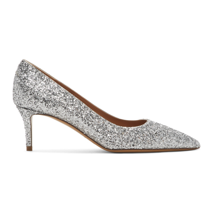 MANSUR GAVRIEL MANSUR GAVRIEL SILVER GLITTER CLASSIC HEELS