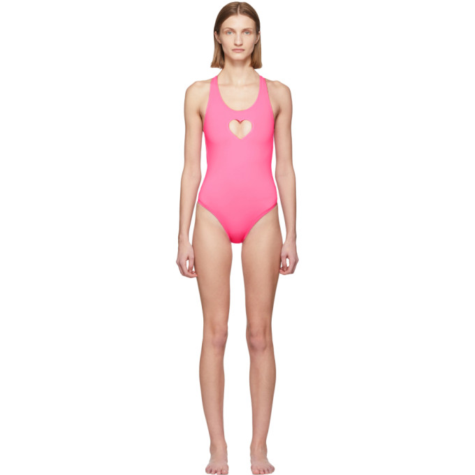 VETEMENTS VETEMENTS PINK HEART ONE-PIECE SWIMSUIT