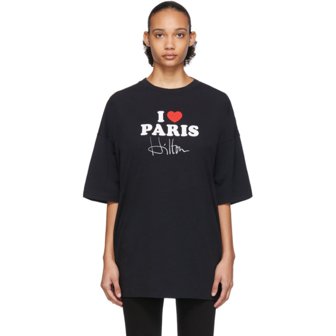 VETEMENTS SSENSE Exclusive Black I Love Paris T-Shirt