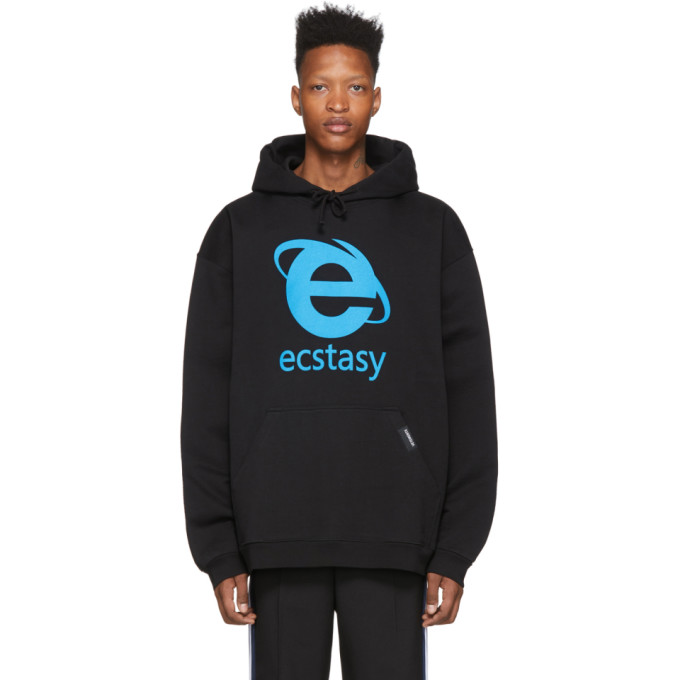 VETEMENTS BLACK OVERSIZED 'ECSTASY' HOODIE