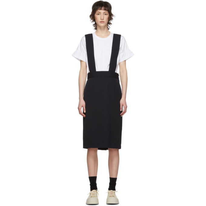 COMME DES GARÇONS COMME DES GARÇONS COMME DES GARCONS COMME DES GARCONS NAVY WOOL SUSPENDER SKIRT