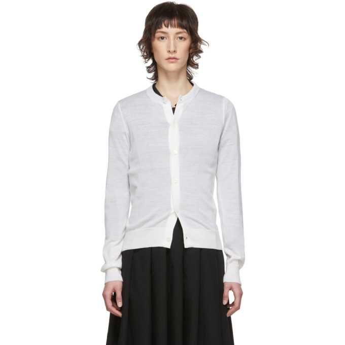 COMME DES GARÇONS COMME DES GARÇONS COMME DES GARCONS COMME DES GARCONS WHITE WORSTED WOOL CARDIGAN