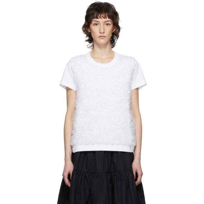 Noir Kei Ninomiya White Flower Organdy Detail T-shirt In 2 White