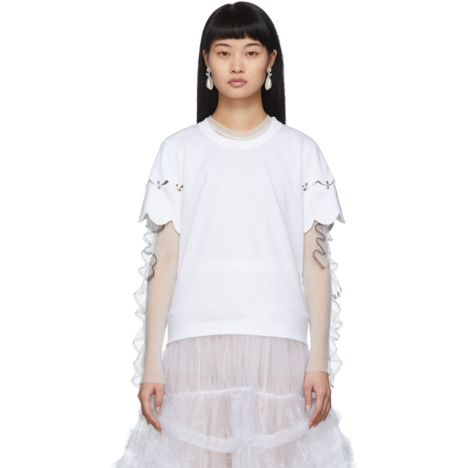 Noir Kei Ninomiya White Scallop T-shirt In 2 White