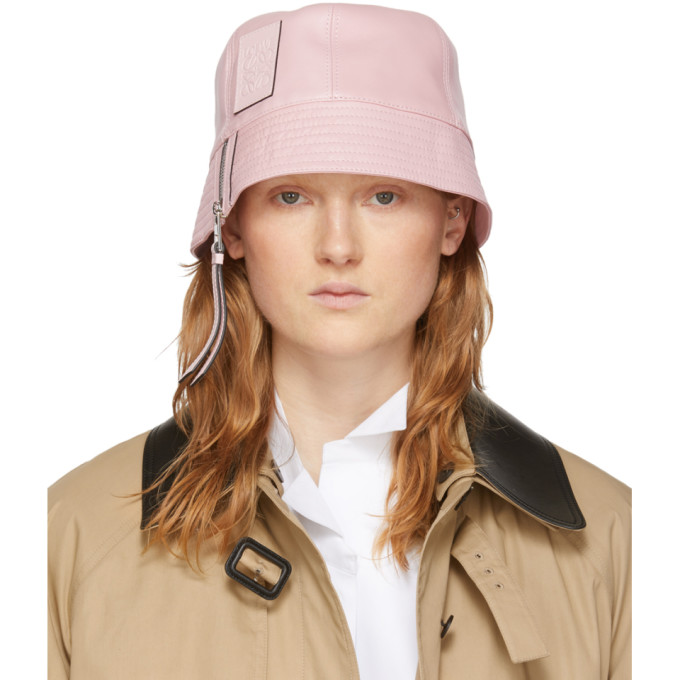 LOEWE LOEWE PINK LEATHER BUCKET HAT