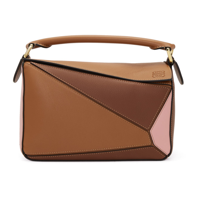 Loewe Tan & Pink Small Puzzle Bag | ModeSens