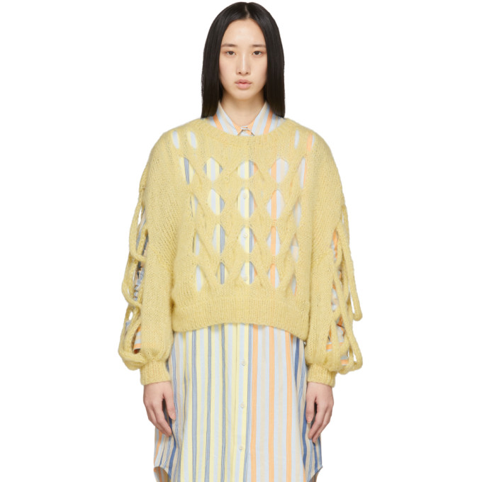 LOEWE LOEWE YELLOW MOHAIR MESH SWEATER