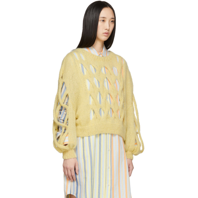 LOEWE LOEWE YELLOW MOHAIR MESH SWEATER