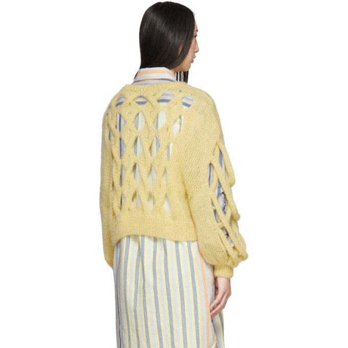 LOEWE LOEWE YELLOW MOHAIR MESH SWEATER