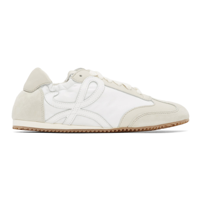 LOEWE LOEWE OFF-WHITE AND WHITE BALLET RUNNER SNEAKERS