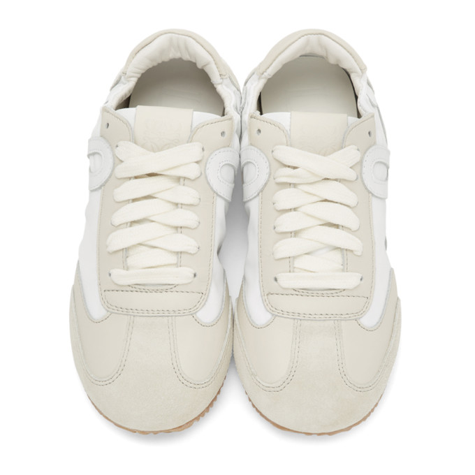 LOEWE LOEWE OFF-WHITE AND WHITE BALLET RUNNER SNEAKERS