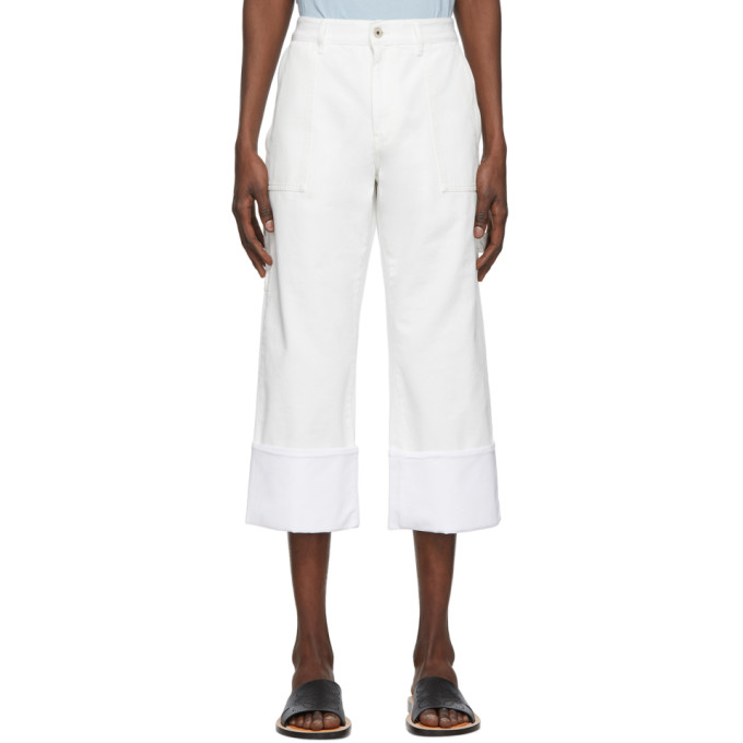 LOEWE LOEWE WHITE TURN UP PATCH POCKET TROUSERS