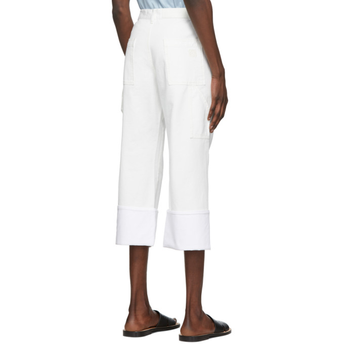 LOEWE LOEWE WHITE TURN UP PATCH POCKET TROUSERS