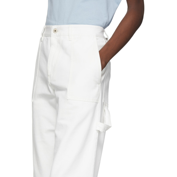 LOEWE LOEWE WHITE TURN UP PATCH POCKET TROUSERS