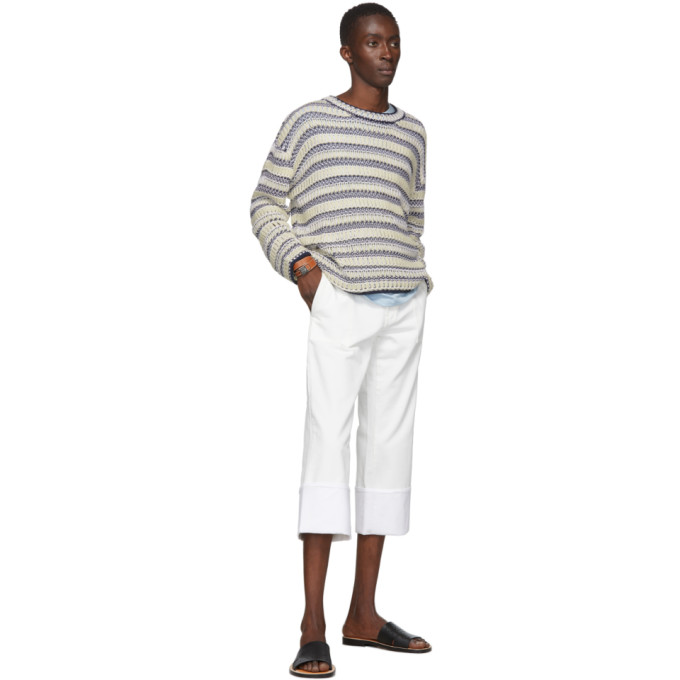 LOEWE LOEWE WHITE TURN UP PATCH POCKET TROUSERS