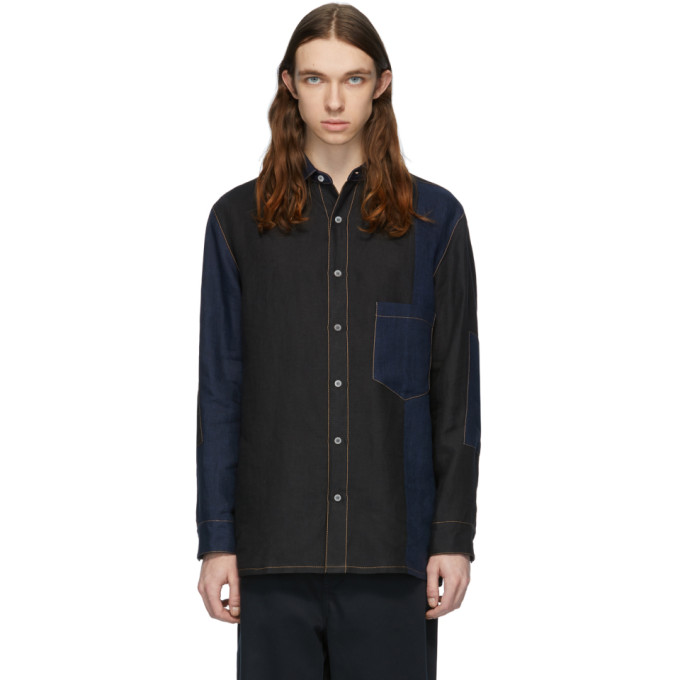 LOEWE LOEWE NAVY PATCHWORK SHIRT