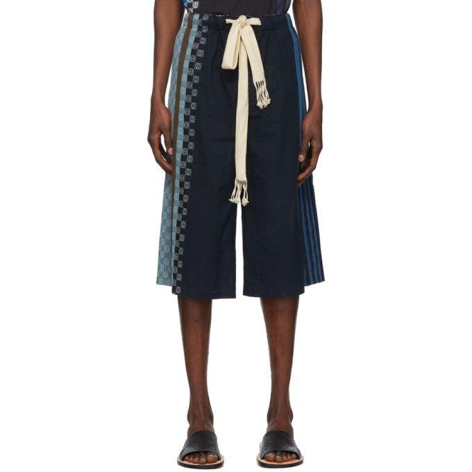 LOEWE LOEWE NAVY STRIPE ANAGRAM SHORTS
