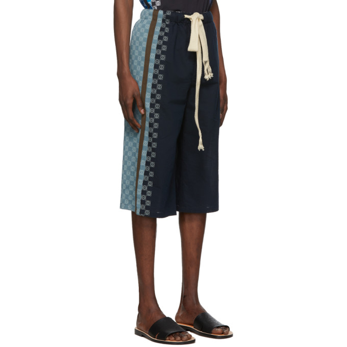 LOEWE LOEWE NAVY STRIPE ANAGRAM SHORTS