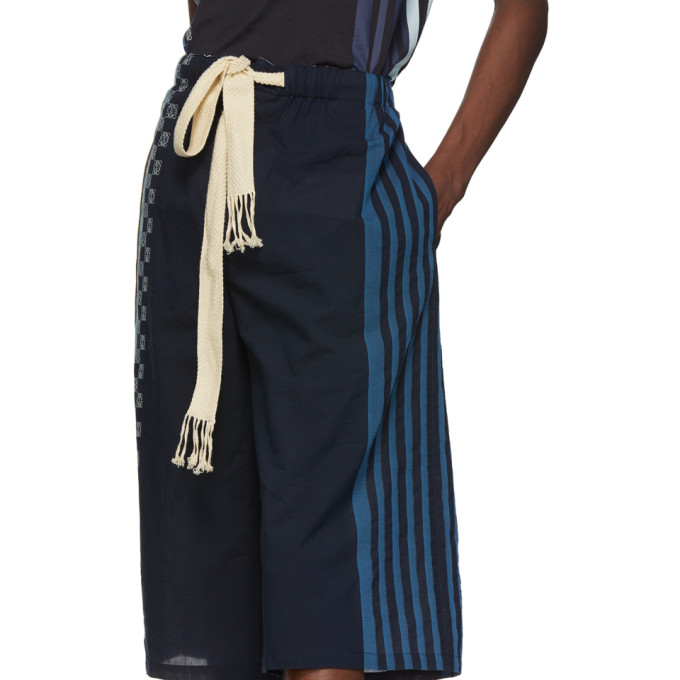 LOEWE LOEWE NAVY STRIPE ANAGRAM SHORTS