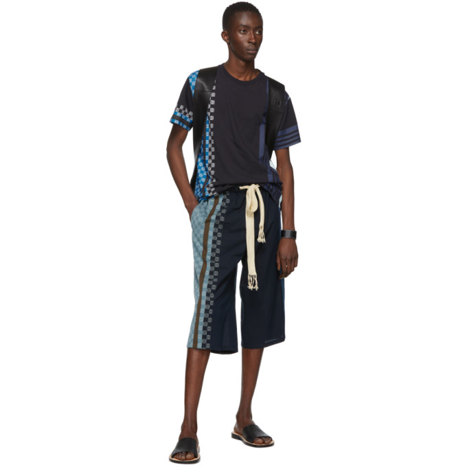 LOEWE LOEWE NAVY STRIPE ANAGRAM SHORTS