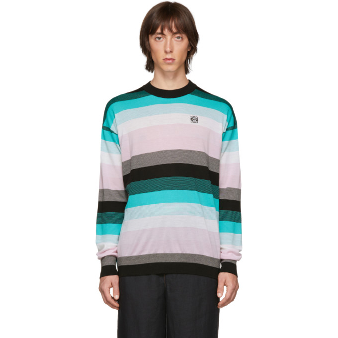 LOEWE LOEWE BLUE STRIPE ANAGRAM SWEATER