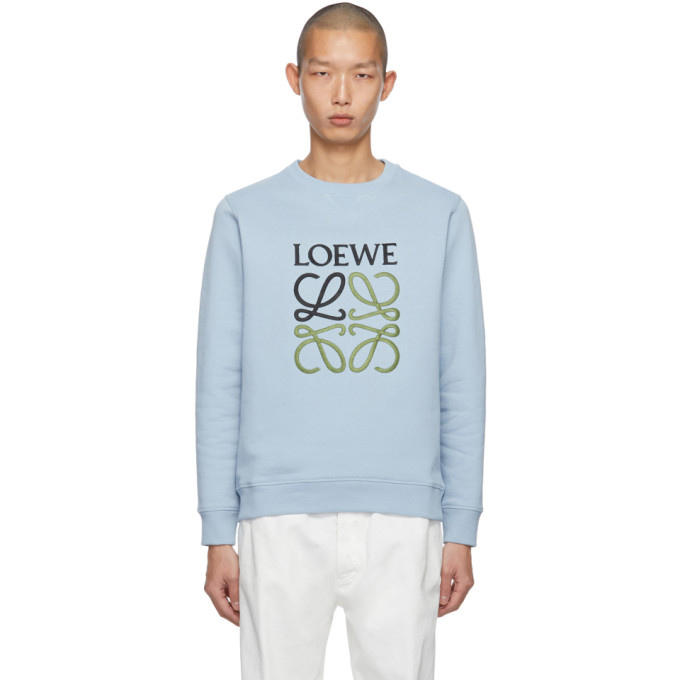 LOEWE BLUE EMBROIDERED ANAGRAM SWEATSHIRT