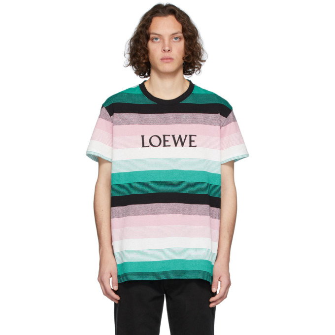 LOEWE MULTICOLOR STRIPE LOGO T-SHIRT