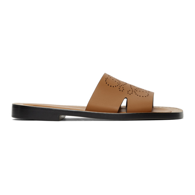 Loewe Tan Leather Anagram Mules