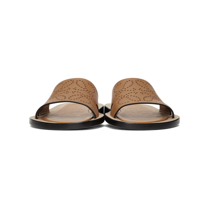 LOEWE LOEWE TAN LEATHER ANAGRAM MULES
