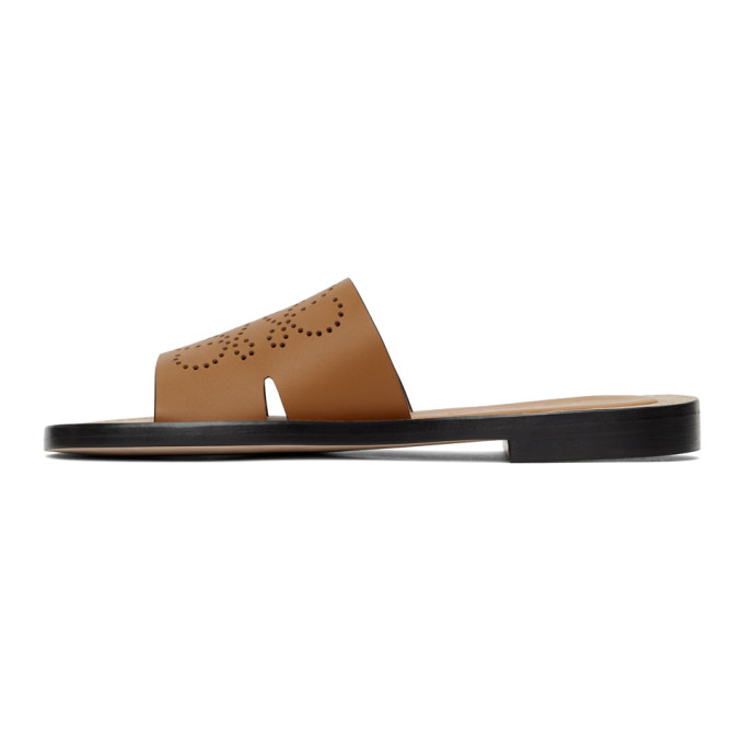LOEWE LOEWE TAN LEATHER ANAGRAM MULES