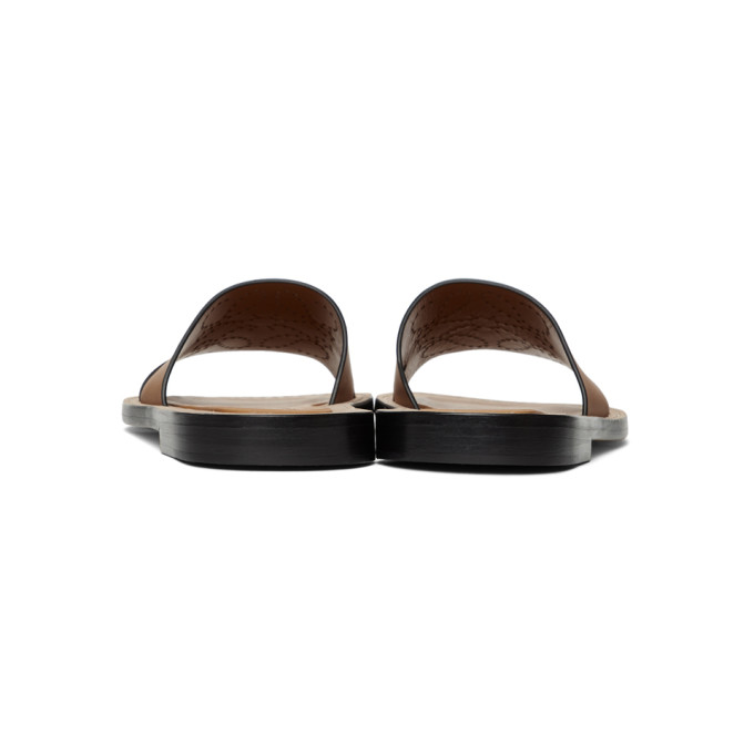 LOEWE LOEWE TAN LEATHER ANAGRAM MULES