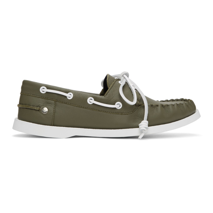 LOEWE LOEWE KHAKI CALFSKIN BOAT SHOES