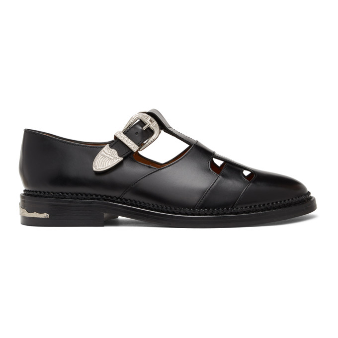 TOGA VIRILIS TOGA VIRILIS BLACK T-STRAP LOAFERS