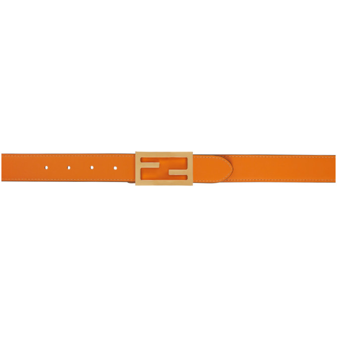 FENDI REVERSIBLE BEIGE & ORANGE LEATHER FF BELT