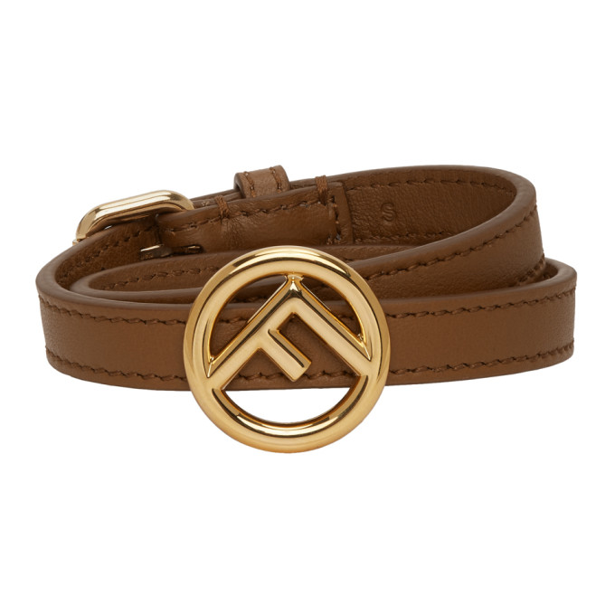 Fendi Brown F Is Double Wrap Bracelet 