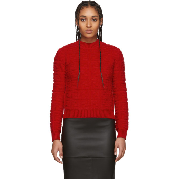 FENDI FENDI RED FOREVER FENDI EMBOSSED SWEATER