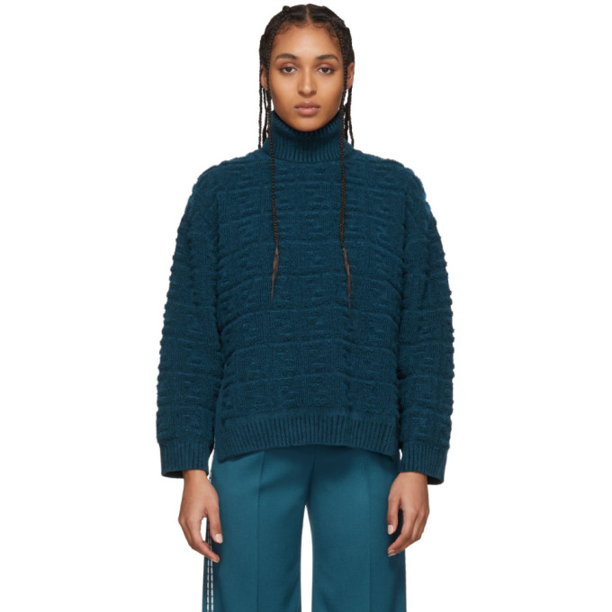 Fendi Blue Forever Fendi Embossed Sweater