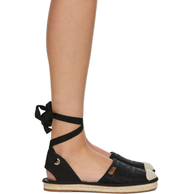 Fendi Black Forever Fendi Ankle Strap Espadrilles